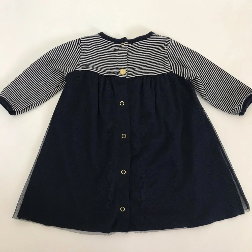Petit Bateau Navy Tulle & Cotton Dress